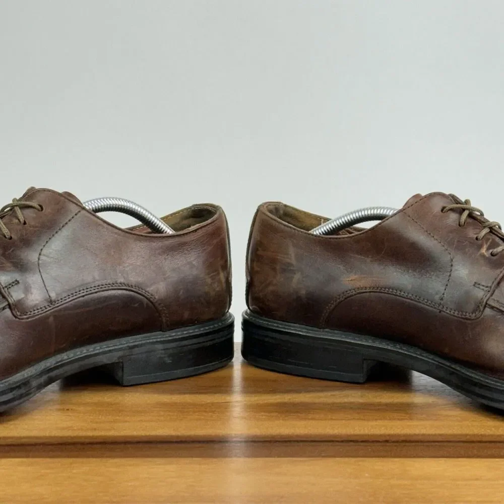 Mens Johnston & Murphy Brown Leather Plain Toe Dress Shoes Oxfords‎ Size 11 M